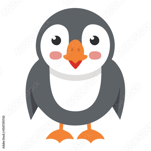 Cute puffin flat vector