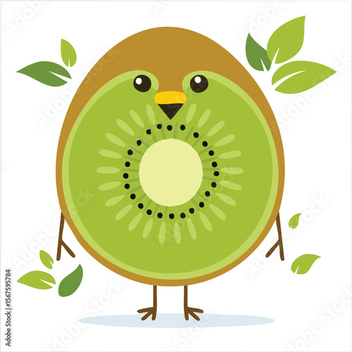 Cute kiwi bird flat vector