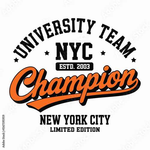 New York, Brooklyn t-shirt design. T-shirt print design in American college style. Athletic typography for tee shirt print in university and college style. Vector — Vector