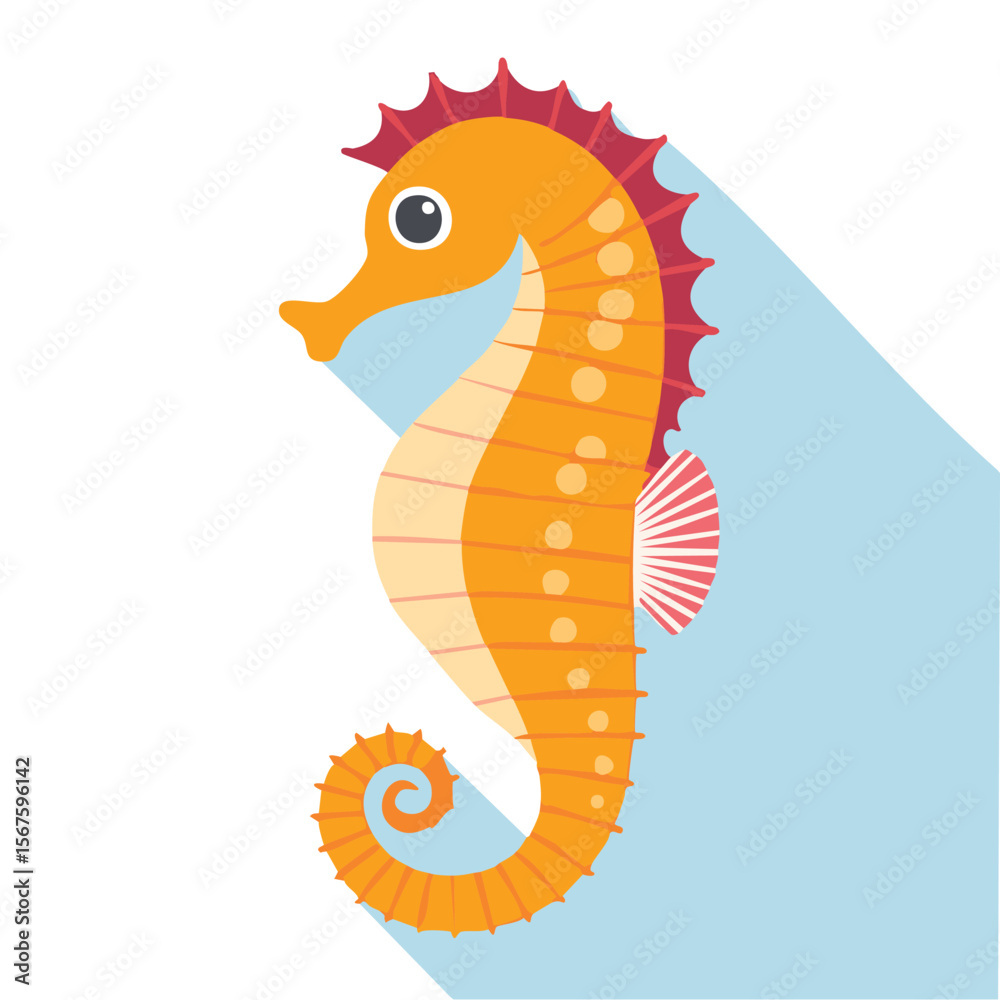 Fototapeta premium Cute sea horse flat vector