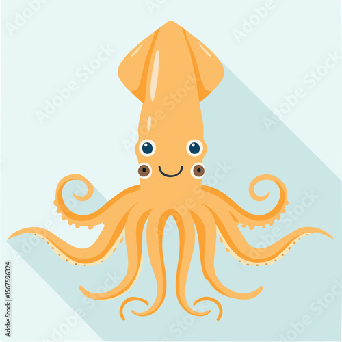 Cute squid flat vector