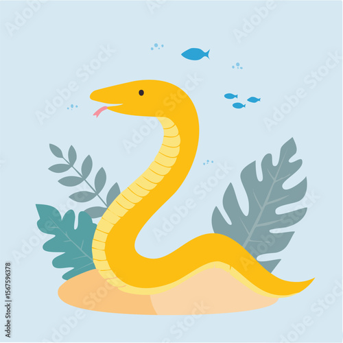 Cute eel flat vector