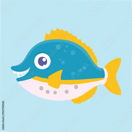 Cute anglerfish flat vector
