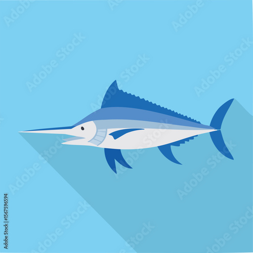 Cute swordfish flat vector