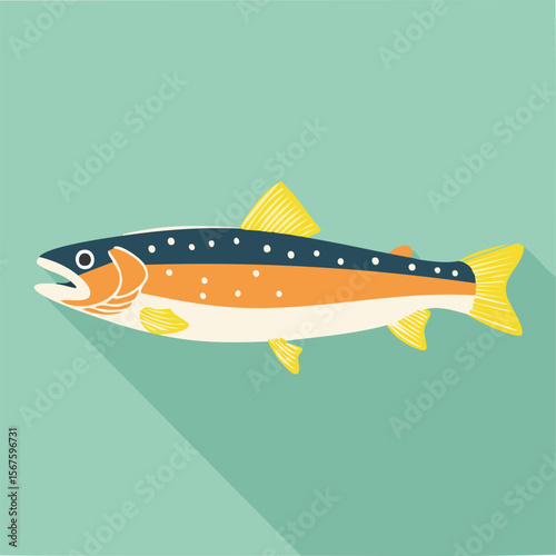 Cute trout flat vector