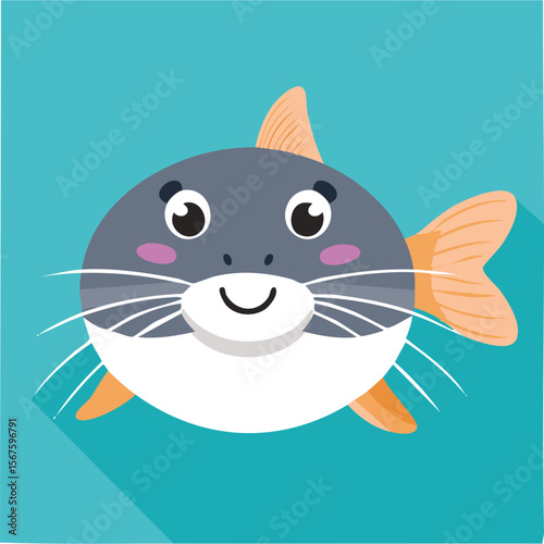 Cute catfish flat vector