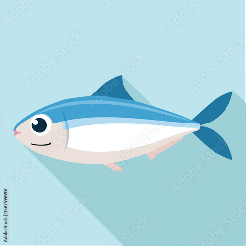 Cute anchovy flat vector