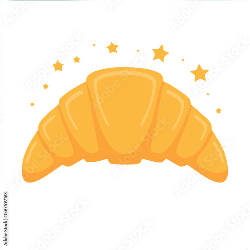 Cute croissant flat vector