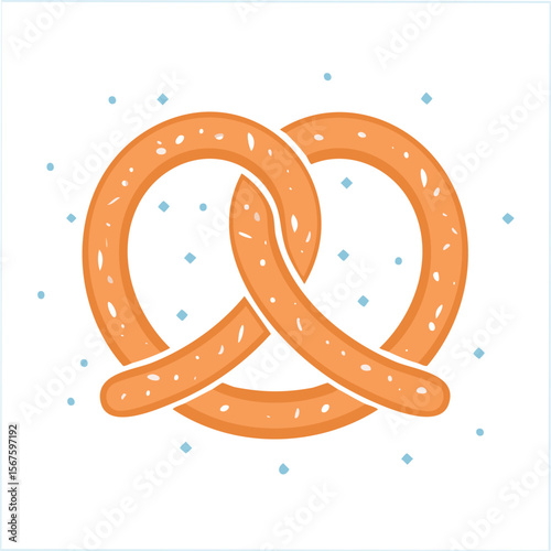 Cute pretzel flat vector