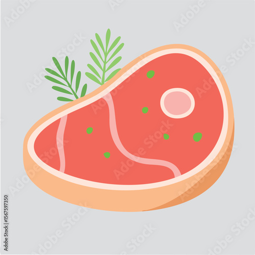 Cute steak flat vector