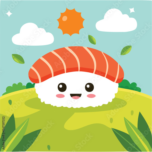 Cute sushi flat vector