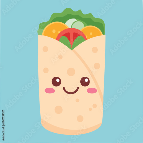 Cute burrito flat vector