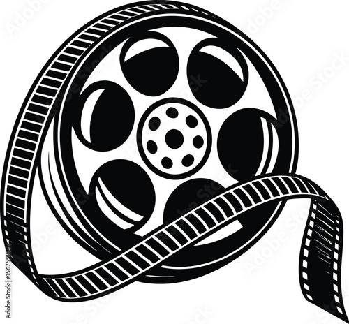 Vector art of a film reel isolated on white background