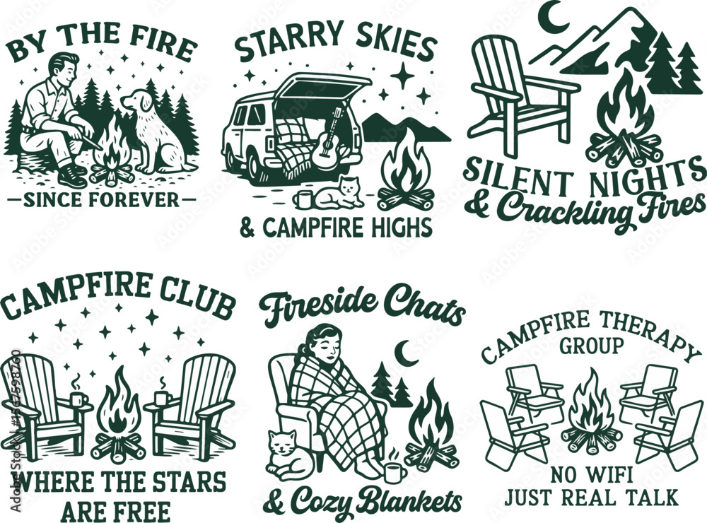 Obraz premium campfire club vector illustration
