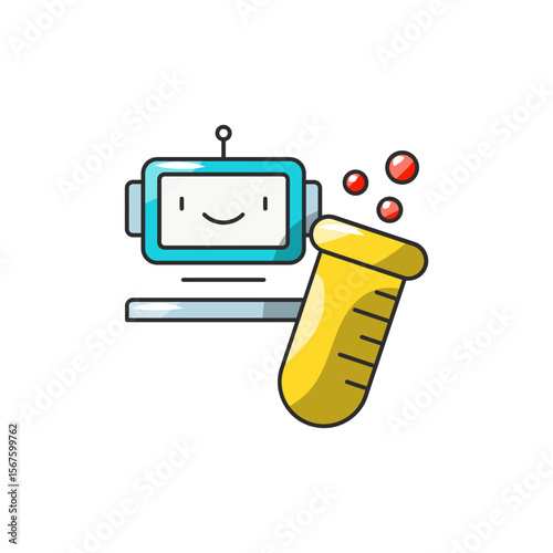 Lab Assistant Icon, Robotic Test Tube Handler.