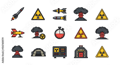Nuclear Threat Pixel Art: Atomic Warfare Icons