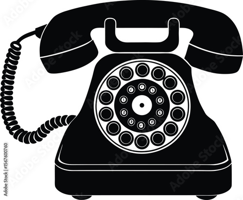 Vector art of a vintage rotary telephone isolated on white background