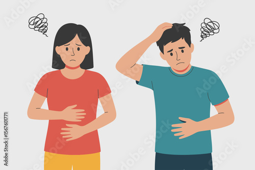 Upset Individuals: A pair of people, one male and one female, expresses upset through hand gestures, conveying the weight of concern and the stress that comes from adverse situations.