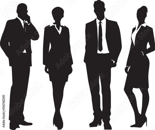 Set of People Standing silhouette vector 