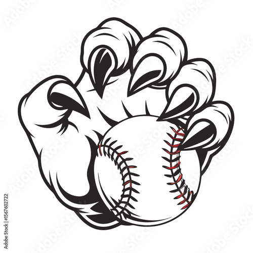 Baseball Paw Grasping Ball Sports Icon	