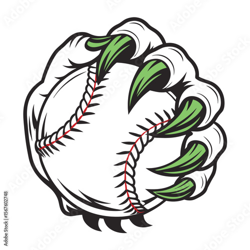 Monster Claw Gripping a Baseball Illustration	