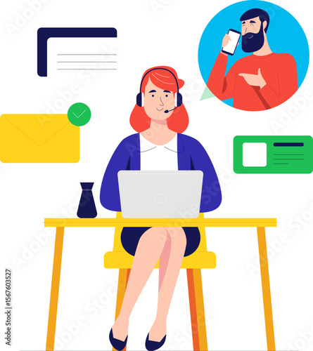 costumer care service series vector illustration