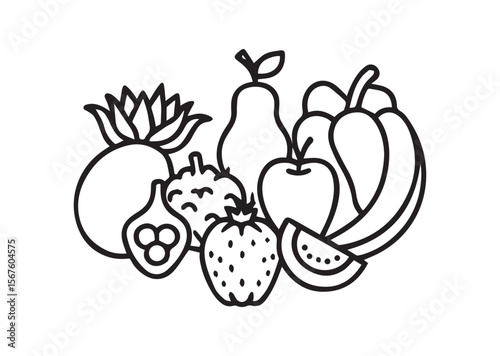 Set of Fruits and Vegetables Vector, Fruits and Vegetables Icons