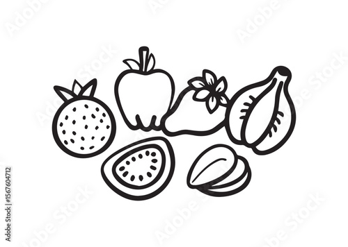 Set of Fruits and Vegetables Vector, Fruits and Vegetables Icons
