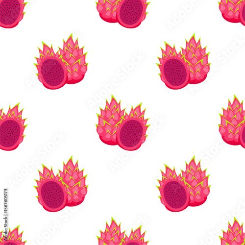 Seamless vector pattern background of dragon fruit