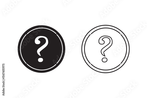 Black question mark icon Simple thin line logo set.
