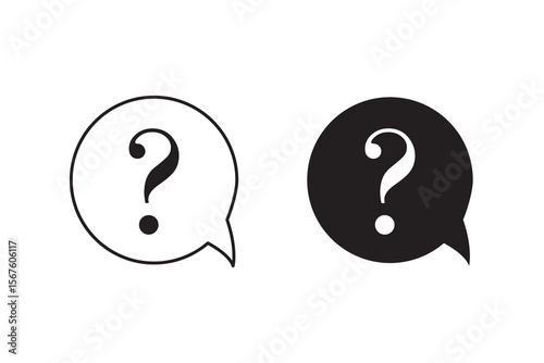 Black question mark icon Simple thin line logo set.