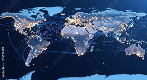 Fototapeta Naklejka Na Ścianę i Meble -  Global network map world connections