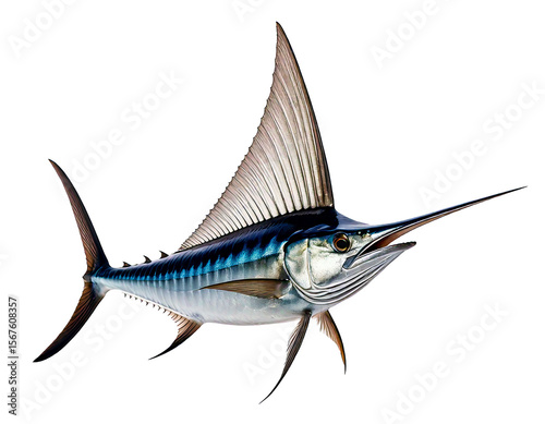 Sailfish real fish isolated on white marlin billfish png background