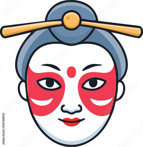 Stylized portrait of a woman with traditional Chinese opera makeup.