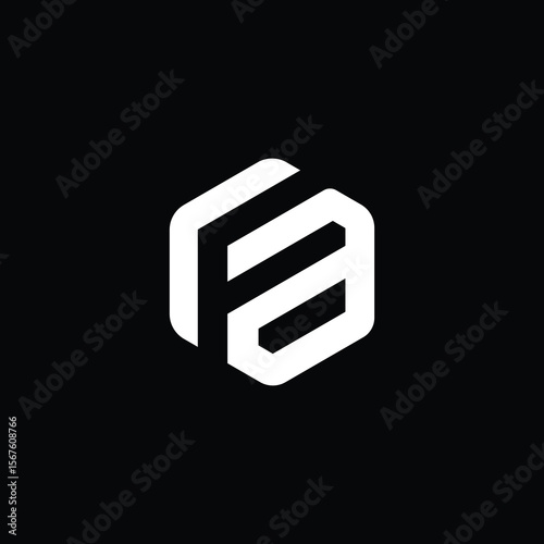 A bold and contemporary geometric logo featuring stylized letters 'F' and 'A' (or 'FA') dynamically integrated within a hexagonal outline. The design uses thick, clean lines and sharp angles, creating