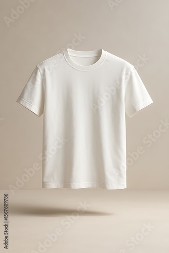 Minimalist Off-White Crew Neck T-Shirt Mockup:  Clean, Modern, and Elegant Apparel Design Template.