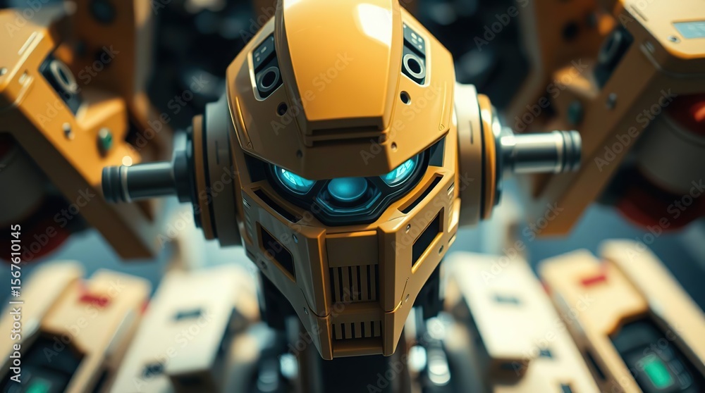 Fototapeta premium Anime style robotic close-up vision