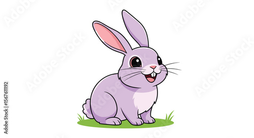 Adorable Purple Rabbit Sitting in the Grass