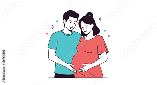 Happy expectant couple awaiting baby together