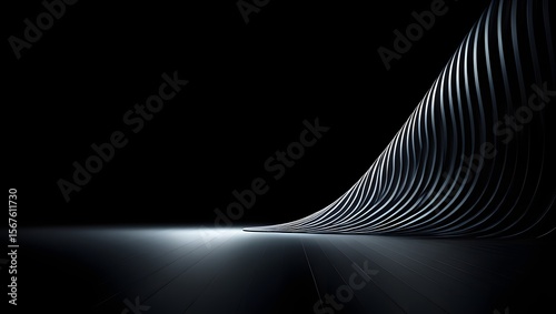 Abstract dark background with silver lines wave design for wallpaper and texture use