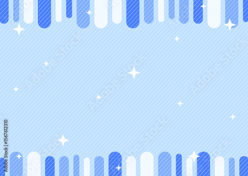 背景  カラフルな棒線と星　青