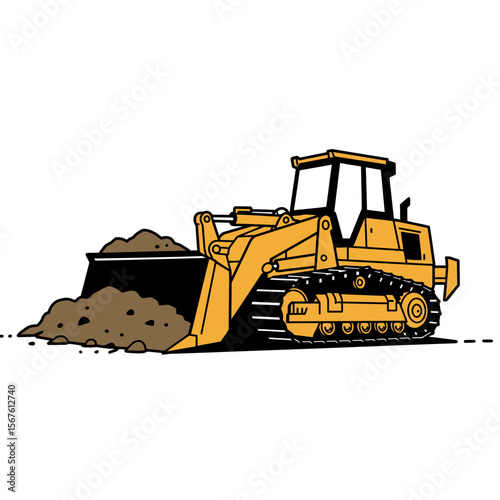 Yellow bulldozer moving dirt on a construction site.
