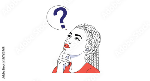 Woman wondering about a complex question