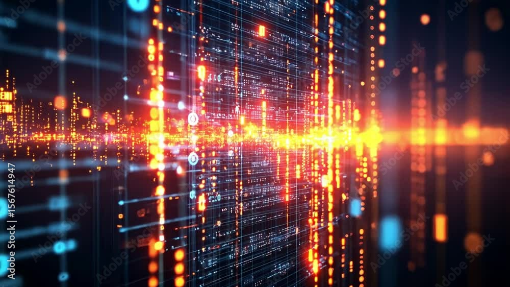 Abstract Digital Data Flow: A Visual Representation of Binary Code and Information Technology Abstract Digital Data Flow: A Visual Representation of Binary Code and Information Technology