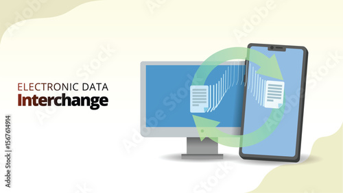 electronic data interchange concept. Automatic exchange of business data between computer systems. supply chain management vector illustration