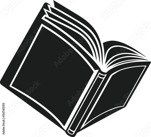 Vector art of an open book with turning pages isolated on white background