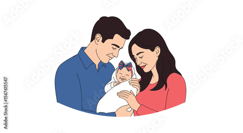 A loving family holding their precious newborn baby with tenderness and care