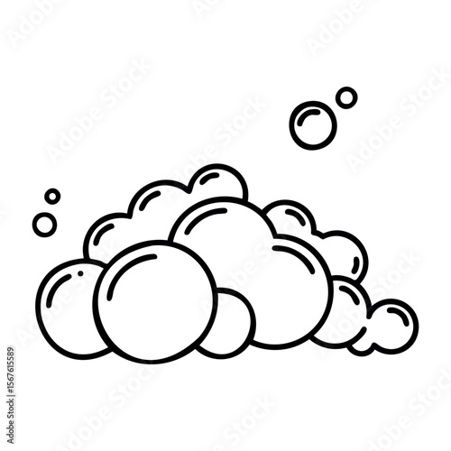 Outlined bubbles cluster with floating circles. Vector hand-drawn doodle illustration
