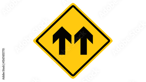 Addtional Lanes Ahead Merge Traffic Sign Illustration