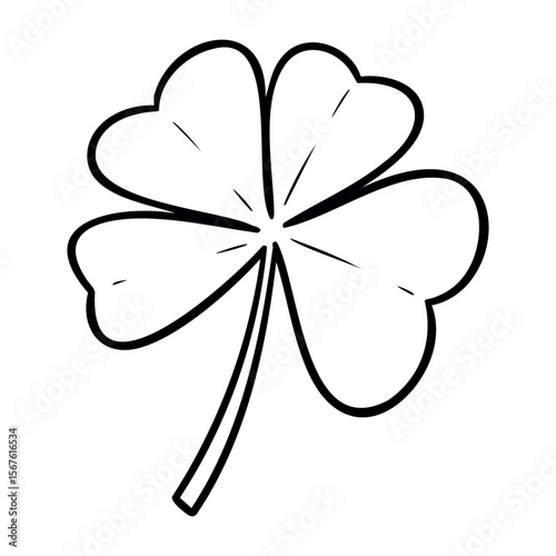 Simple outline of a four-leaf clover for good luck symbol art. Vector hand-drawn doodle illustration